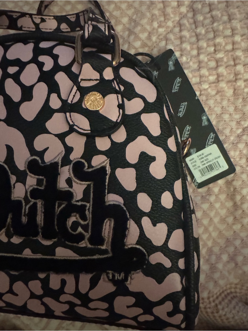 Von Dutch Women's Crossbody Hand Bag Pink Cheetah Bowling Bag NWT - Picture 3 of 8